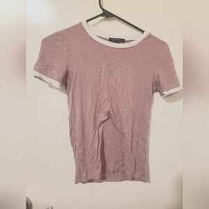 pink with white trim. textured small tshirt